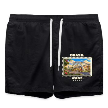 Brasilien Osasco Vintage Reisemarke - Badeshorts - Schwarz - Vorne - AI Model Male 185 light (185cm)