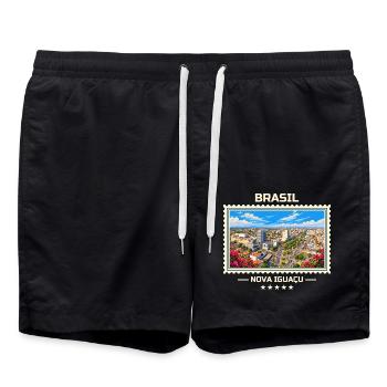 Brasilien Nova Iguaçu Vintage Reisemarke - Badeshorts - Schwarz - Vorne - AI Model Male 185 light (185cm)