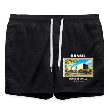 Brasilien Duque de Caxias Vintage Reisemarke - Badeshorts - Schwarz - Vorne - AI Model Male 185 light (185cm)