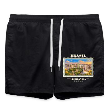 Brasilien Uberlândia Vintage Reisemarke - Badeshorts - Schwarz - Vorne - AI Model Male 185 light (185cm)