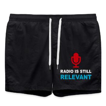 Radio noch relevant - Badeshorts - Schwarz - Vorne - AI Model Male 185 light (185cm)