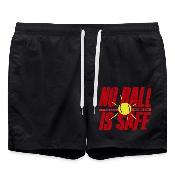 Tennis Shirt, No Ball Is Safe, Smash Mode on - Badeshorts - Schwarz - Vorne - AI Model Male 185 light (185cm)