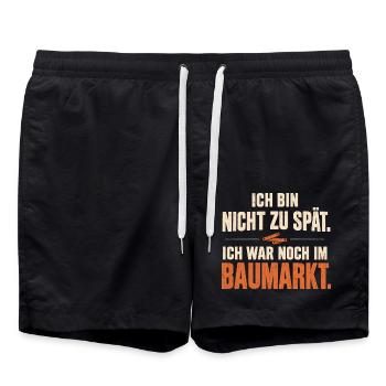 Ich war noch im Baumarkt – Heimwerker Spruch - Badeshorts - Schwarz - Vorne - AI Model Male 185 light (185cm)