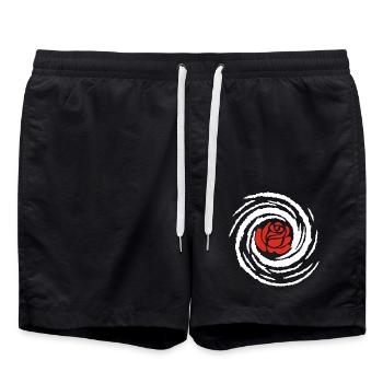 Galaktisches Pink (Weiß) - Badeshorts - Schwarz - Vorne - AI Model Male 185 light (185cm)