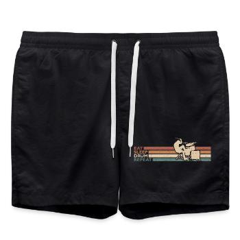 Eat Sleep Drum Repeat Schlagzeuger Am Schlagzeug - Badeshorts - Schwarz - Vorne - AI Model Male 185 light (185cm)