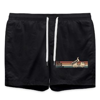 Eat Sleep Dump Repeat Kipplaster Fahrer Spruch - Badeshorts - Schwarz - Vorne - AI Model Male 185 light (185cm)