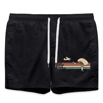 Eat Sleep Jump Repeat Fallschirmspringer Absprung - Badeshorts - Schwarz - Vorne - AI Model Male 185 light (185cm)