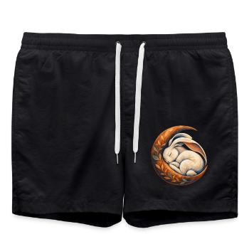 Schlafendes Kaninchen in einem Mondsichel - Badeshorts - Schwarz - Vorne - AI Model Male 185 light (185cm)