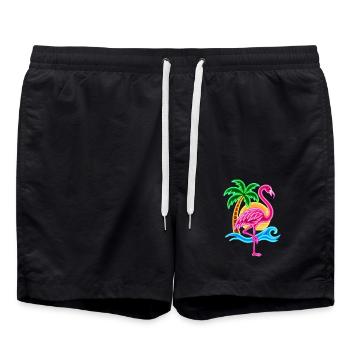 Niedlicher Flamingo Süße Flamingos - Badeshorts - Schwarz - Vorne - AI Model Male 185 light (185cm)