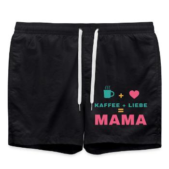 Kaffee + Liebe = Mama – Geschenk für Mama - Badeshorts - Schwarz - Vorne - AI Model Male 185 light (185cm)