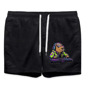 Cyberpunk-DJ Capybara Toy - Badeshorts - Schwarz - Vorne - AI Model Male 185 light (185cm)