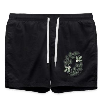 Pine & Holly Botanical Christmas Motiv - Badeshorts - Schwarz - Vorne - AI Model Male 185 light (185cm)