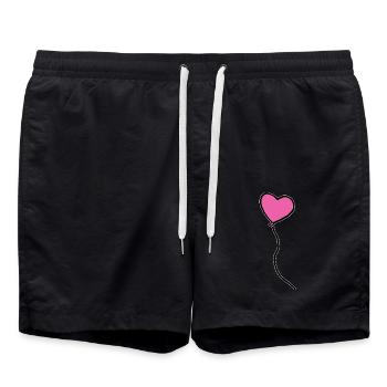 Pinker Herzluftballon - Badeshorts - Schwarz - Vorne - AI Model Male 185 light (185cm)