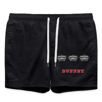 Buffet Essen Speisen-Behälter Catering - Badeshorts - Schwarz - Vorne - AI Model Male 185 light (185cm)