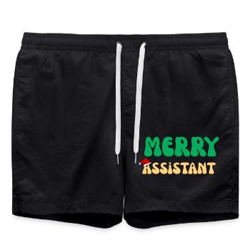Frohe Assistenten-Weihnachten Virtuelles PA-Büro-Geschenk - Badeshorts - Schwarz - Vorne - AI Model Male 185 light (185cm)