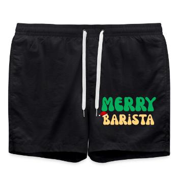 Frohe Barista Weihnachtspullover Kaffeemaschine Geschenk - Badeshorts - Schwarz - Vorne - AI Model Male 185 light (185cm)