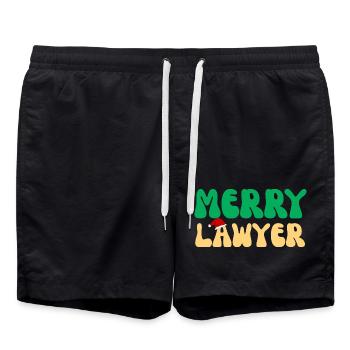 Fröhlicher Anwalt Weihnachtspullover Lustiges Anwaltsweihnachten - Badeshorts - Schwarz - Vorne - AI Model Male 185 light (185cm)