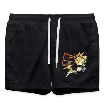 Volleyball Vintage Look - Badeshorts - Schwarz - Vorne - AI Model Male 185 light (185cm)