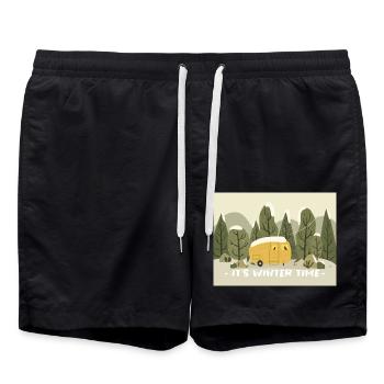 Retro Wohnmobil Winter Ready - Badeshorts - Schwarz - Vorne - AI Model Male 185 light (185cm)
