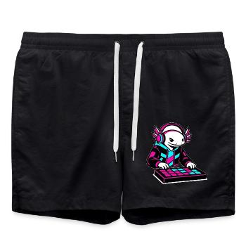 Neonrosa DJ Axolotl-Spielzeug - Badeshorts - Schwarz - Vorne - AI Model Male 185 light (185cm)
