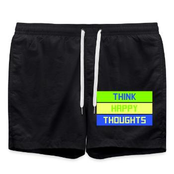 Think Happy Thoughts Frecher Spruch Mit Herz Motiv - Badeshorts - Schwarz - Vorne - AI Model Male 185 light (185cm)