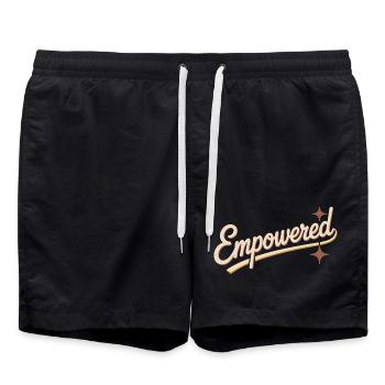 Empowered Frauenpower Starke Frauen Feministin - Badeshorts - Schwarz - Vorne - AI Model Male 185 light (185cm)