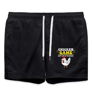 Chicken Game: Nicht Auf Das Huhn Schauen - Badeshorts - Schwarz - Vorne - AI Model Male 185 light (185cm)