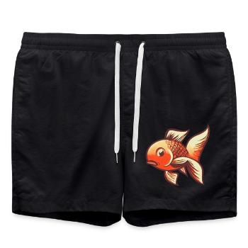 Goldfisch mit großen Flossen – Retro - Badeshorts - Schwarz - Vorne - AI Model Male 185 light (185cm)