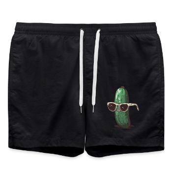 Coole Gurke mit Sonnenbrille - Badeshorts - Schwarz - Vorne - AI Model Male 185 light (185cm)