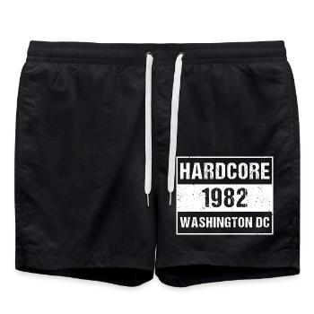 Hardcore 1982 Washington DC Logo - Badeshorts - Schwarz - Vorne - AI Model Male 185 light (185cm)