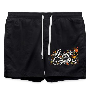 Der Wind wird es wegtragen – Kultlied und Blätter - Badeshorts - Schwarz - Vorne - AI Model Male 185 light (185cm)