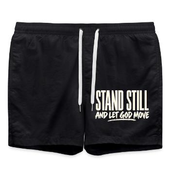Bürste, ruhig, steh still und lass Gott handeln. - Badeshorts - Schwarz - Vorne - AI Model Male 185 light (185cm)