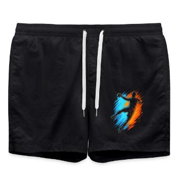 Handballspieler Handballer Kinder Jungen Handball  - Badeshorts - Schwarz - Vorne - AI Model Male 185 light (185cm)