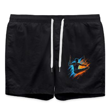 Turner Gymnastik Ringeturnen Ringe Turnen Jungen  - Badeshorts - Schwarz - Vorne - AI Model Male 185 light (185cm)