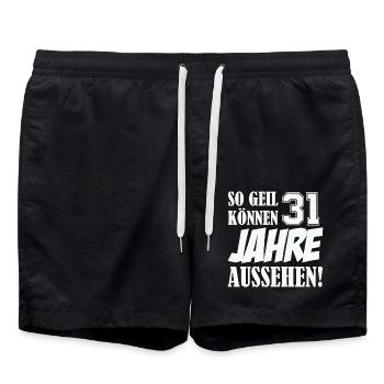 31 Jahre Aussehen – So Geil - Badeshorts - Schwarz - Vorne - AI Model Male 185 light (185cm)