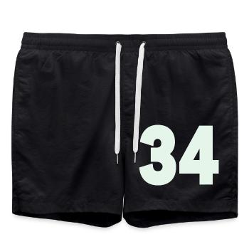 Zahl 34 Mint Minimal - Badeshorts - Schwarz - Vorne - AI Model Male 185 light (185cm)