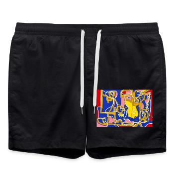 Abstrakte Linien und Farbblöcke - Badeshorts - Schwarz - Vorne - AI Model Male 185 light (185cm)