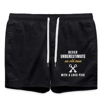 Schlosser Lockpicking Schließtechnik Schlüsseldien - Badeshorts - Schwarz - Vorne - AI Model Male 185 light (185cm)