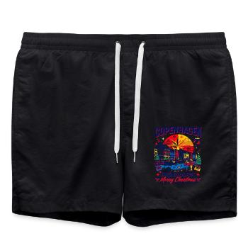 Copenhagen Denmark Merry Christmas Holiday Oct - Badeshorts - Schwarz - Vorne - AI Model Male 185 light (185cm)
