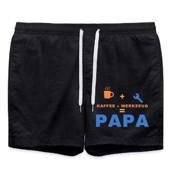 Kaffee + Werkzeug = Papa – Geschenk für Papa - Badeshorts - Schwarz - Vorne - AI Model Male 185 light (185cm)