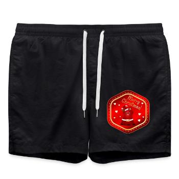 Lustiger Weihnachtsmann-Hund - Badeshorts - Schwarz - Vorne - AI Model Male 185 light (185cm)
