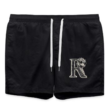 R-Ente Lustiges Design Rentner Ruhestand  - Badeshorts - Schwarz - Vorne - AI Model Male 185 light (185cm)