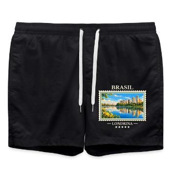 Brasilien Londrina Vintage Reisemarke - Badeshorts - Schwarz - Vorne - AI Model Male 185 light (185cm)