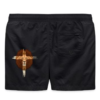 Lion Cross Christian Gift - Swim Trunks - black - Back