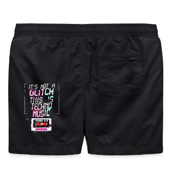 Backprint: Hardcore-Rave Musik 90er EDM DJ Rave - Badeshorts - Schwarz - Hinten