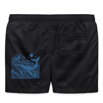 Welle und Wal: Blaue Welle - Badeshorts - Schwarz - Hinten