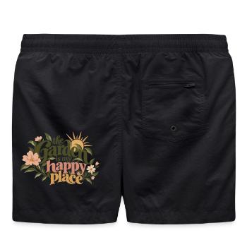 The Garden Is My Happy Place - Badeshorts - Schwarz - Hinten