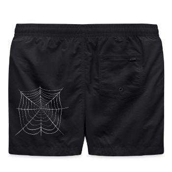 Spinnennetz ohne Spinne Halloween Netz web vintage - Badeshorts - Schwarz - Hinten