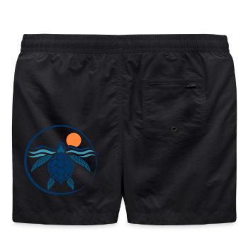 Sonnenschildkröte auf Wellen - Badeshorts - Schwarz - Hinten