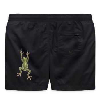 Frosch hängt auf dem Rücken – trompe l'oeil - Badeshorts - Schwarz - Hinten